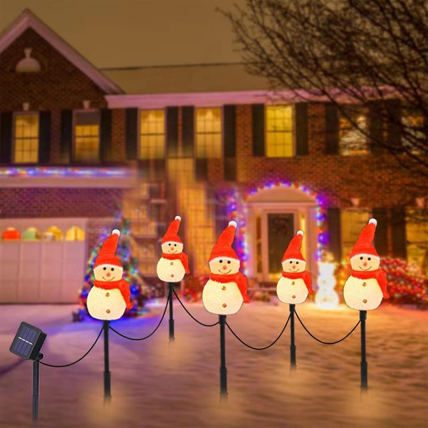 A set of four-piece solar snow - Christmas Lights Outdoor reseña y precio