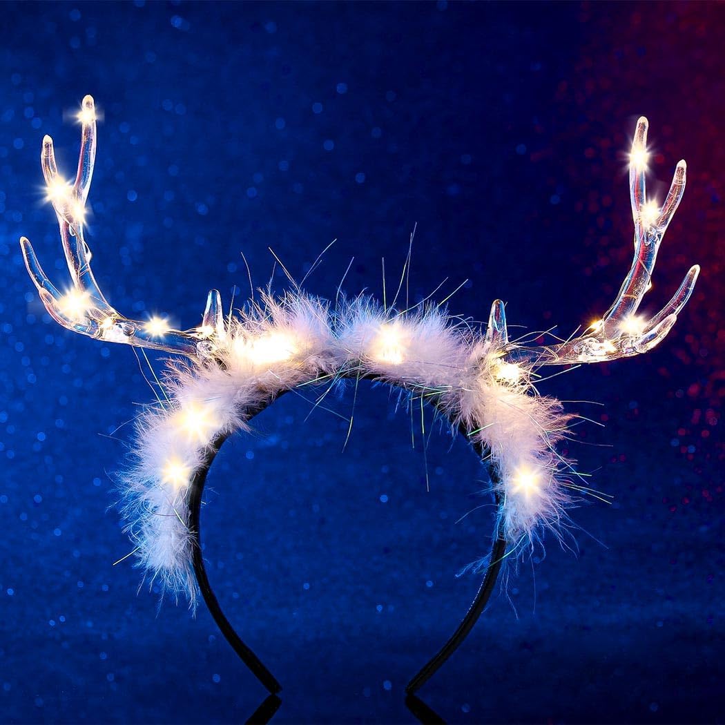 Glowing Clear Christmas Deer F - Reindeer Antlers Headband reseña y precio