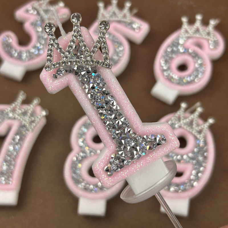 Digital Candles 0-9 Pink Silve - Holiday Candle Set reseña y precio