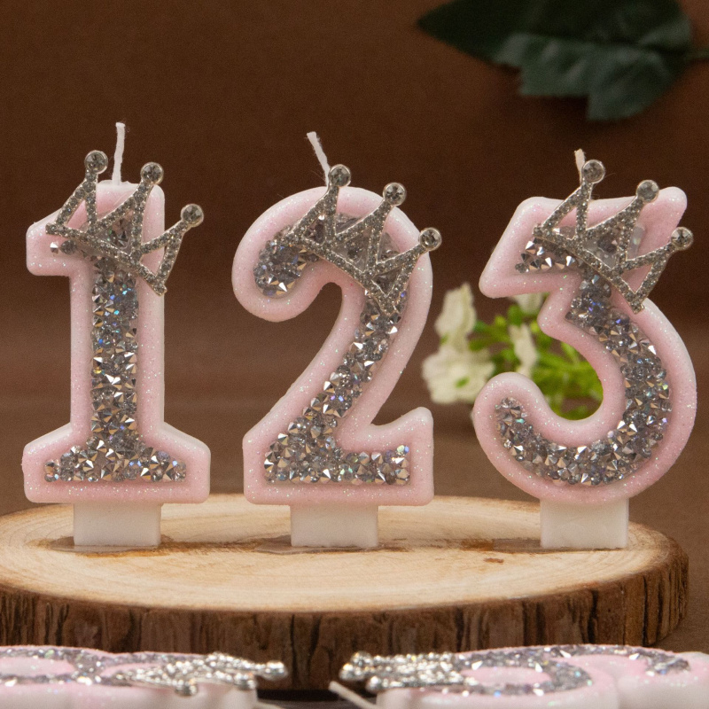 Digital Candles 0-9 Pink Silve - Holiday Candle Set reseña y precio