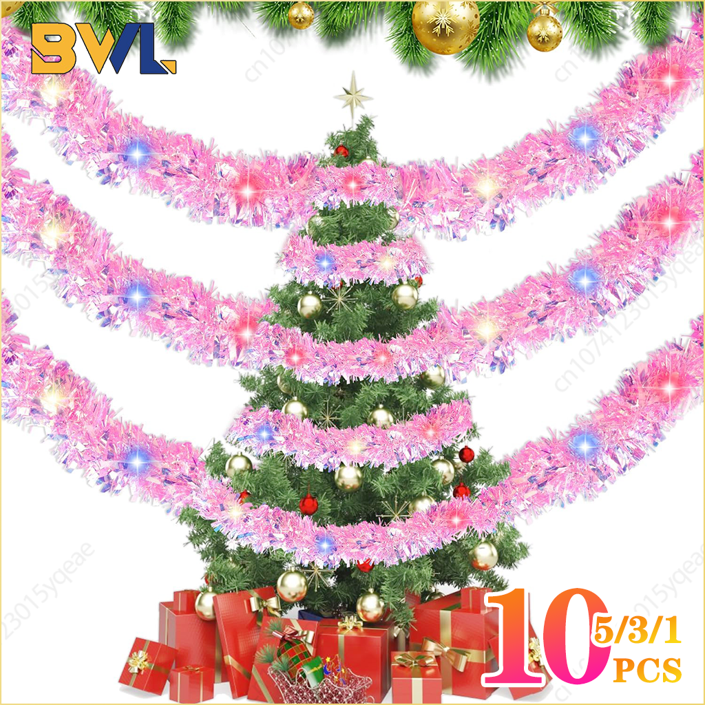 1-10PCS Pink Tinsel Garland Sh - Tinsel Garland Decoration reseña y precio