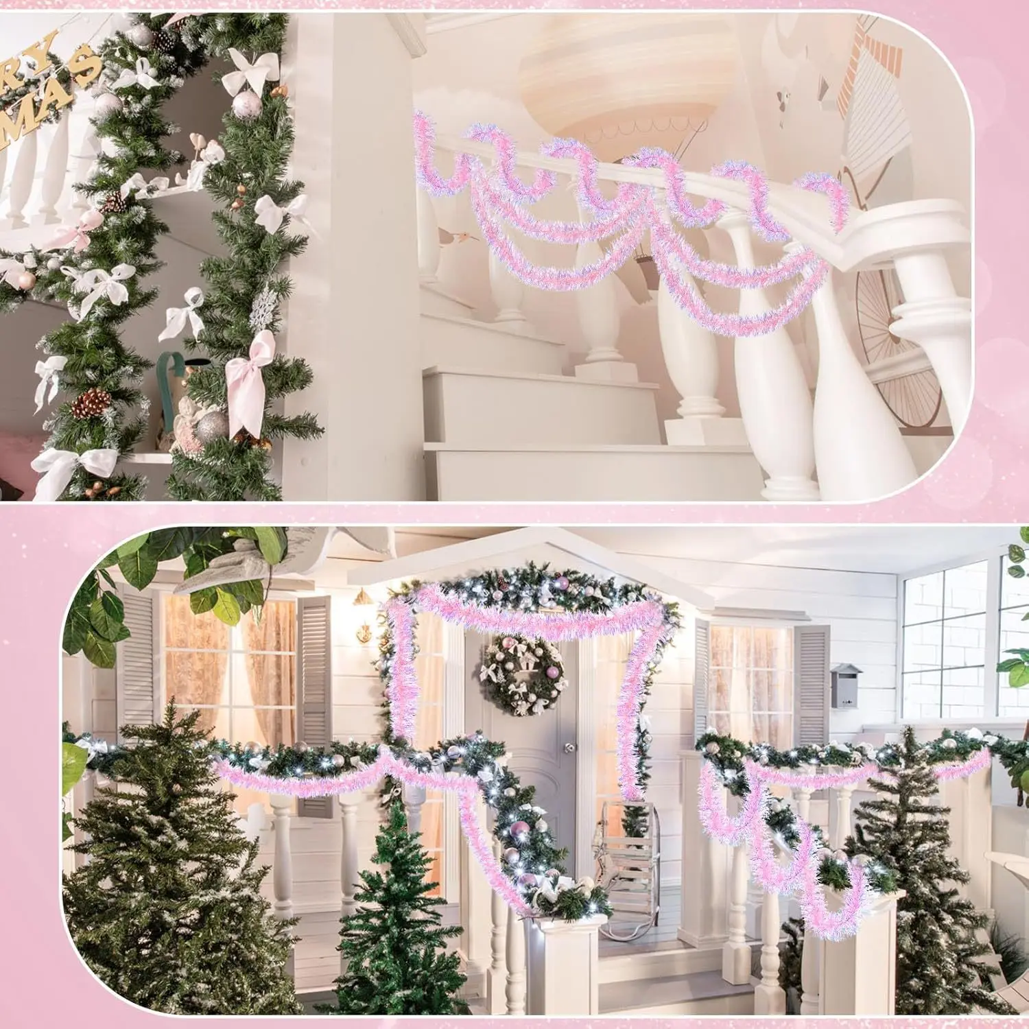 1-10PCS Pink Tinsel Garland Sh - Tinsel Garland Decoration reseña y precio