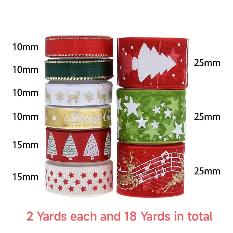 9pcs Christmas Ribbons Set Fes - Gift Box Wrap Set reseña y precio