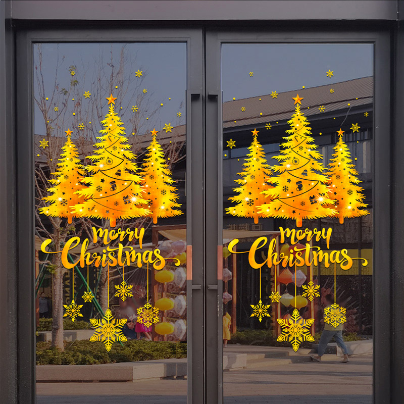Gold Christmas Tree Snowflake  - Snowflake Window Decal reseña y precio