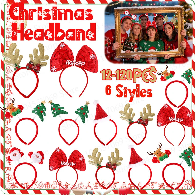 12-120Pcs Christmas Headband C - Reindeer Antlers Headband reseña y precio