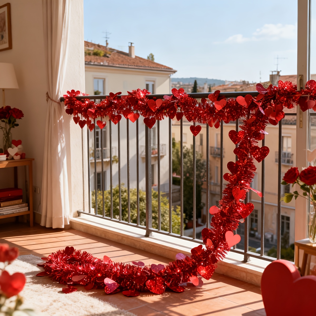 3pcs Red Heart Plastic Tinsel  - Tinsel Garland Decoration reseña y precio
