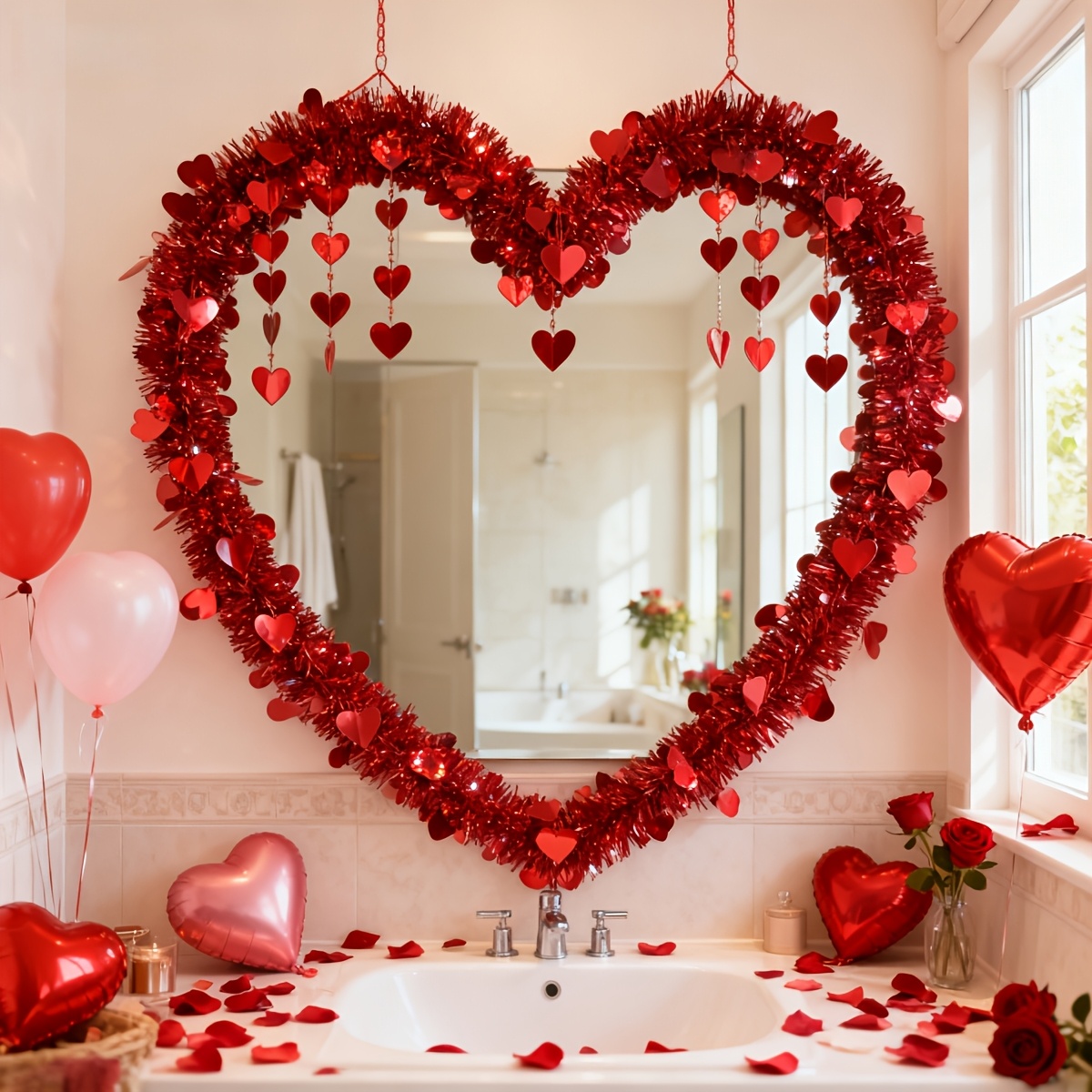 3pcs Red Heart Plastic Tinsel  - Tinsel Garland Decoration reseña y precio