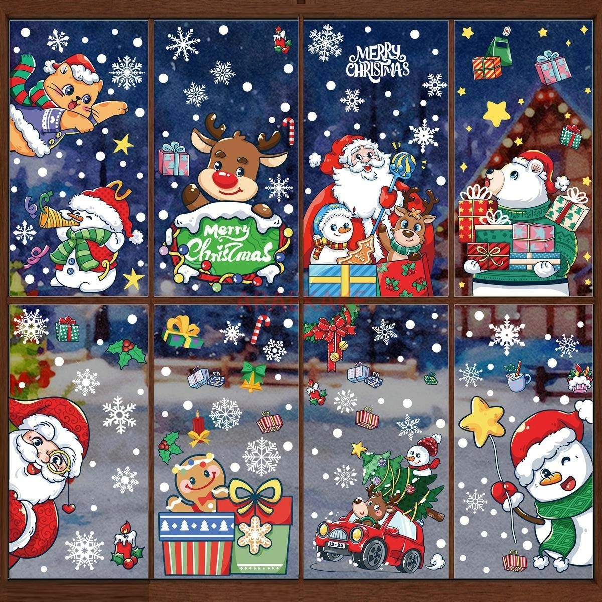 1set Snowman Static Window Sti - Snowflake Window Decal reseña y precio