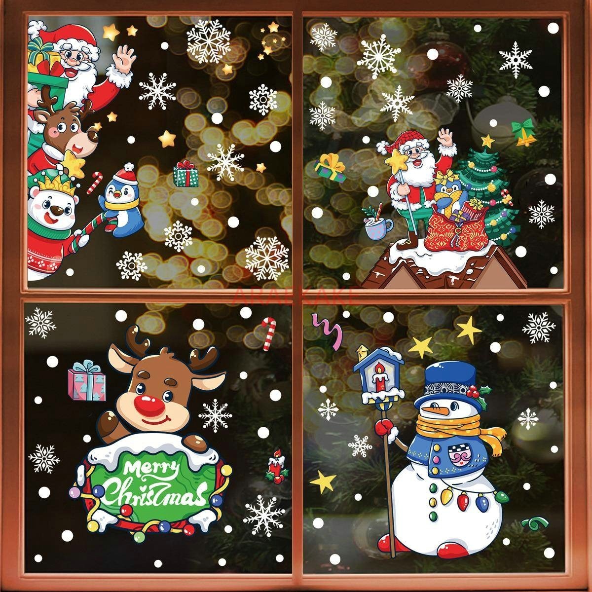 1set Snowman Static Window Sti - Snowflake Window Decal reseña y precio