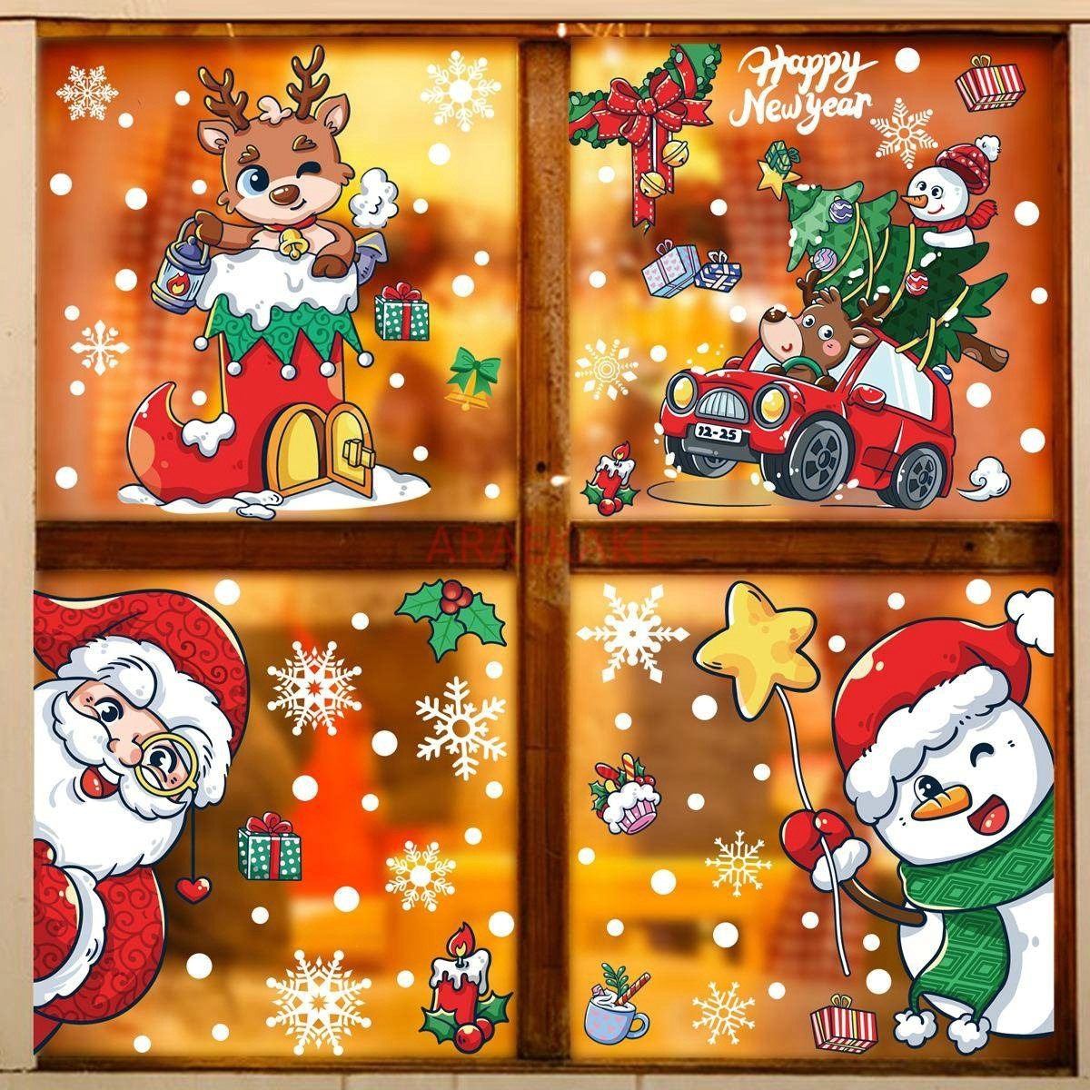 1set Snowman Static Window Sti - Snowflake Window Decal reseña y precio
