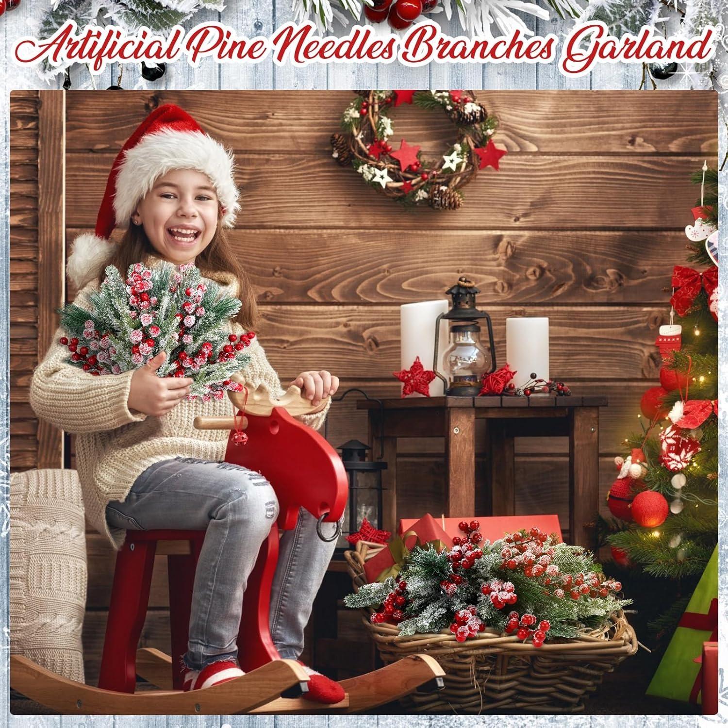 Artificial Snow White Pine Bra - Christmas Wreath Fake reseña y precio