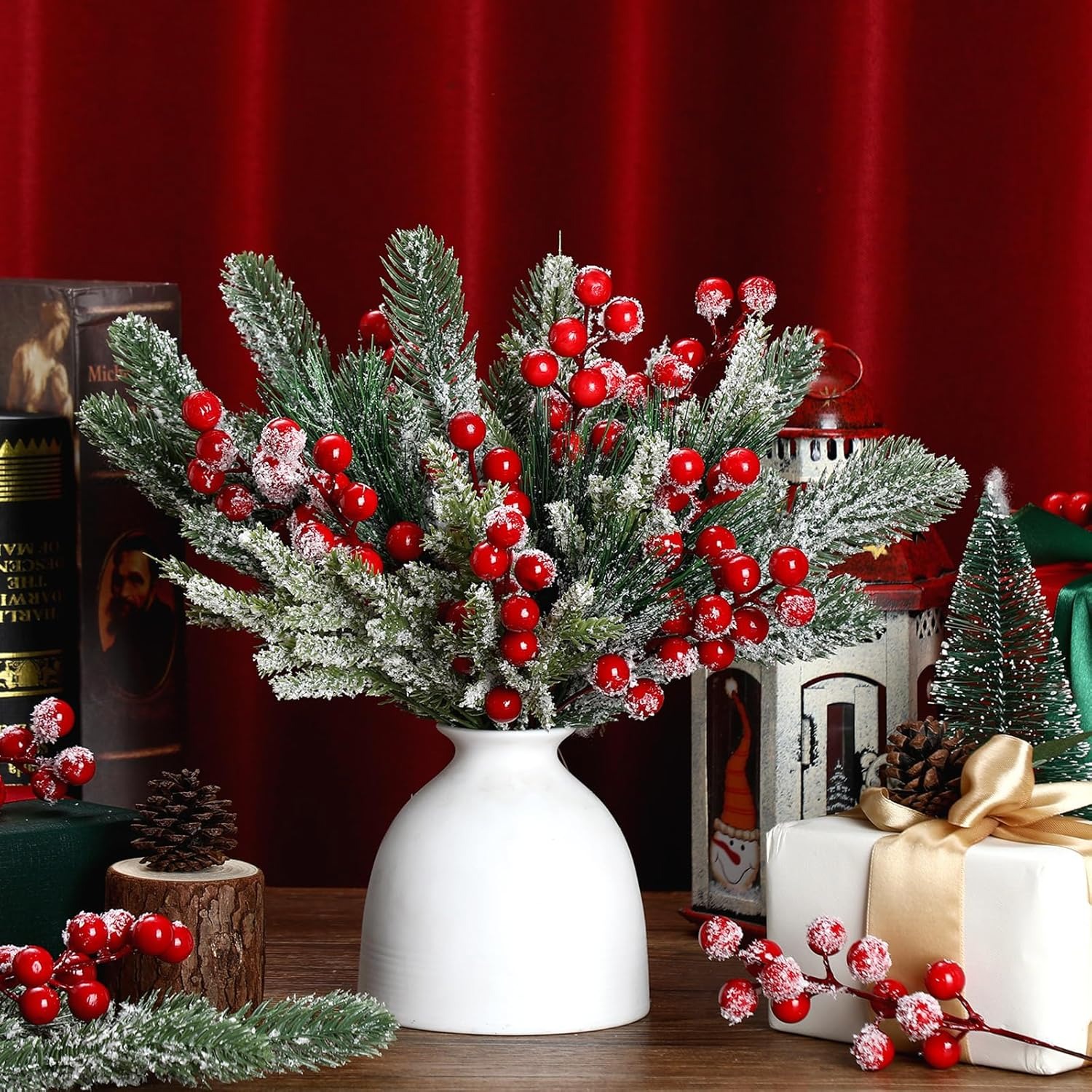 Artificial Snow White Pine Bra - Christmas Wreath Fake reseña y precio