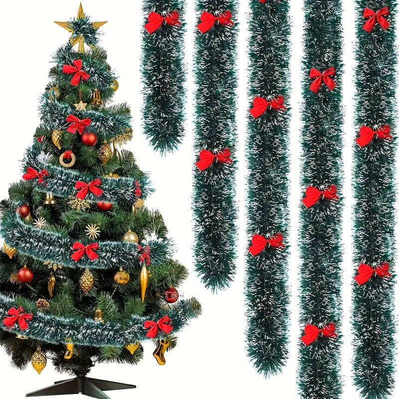 Christmas Bow Tinsel Ribbons G - Tinsel Garland Decoration reseña y precio