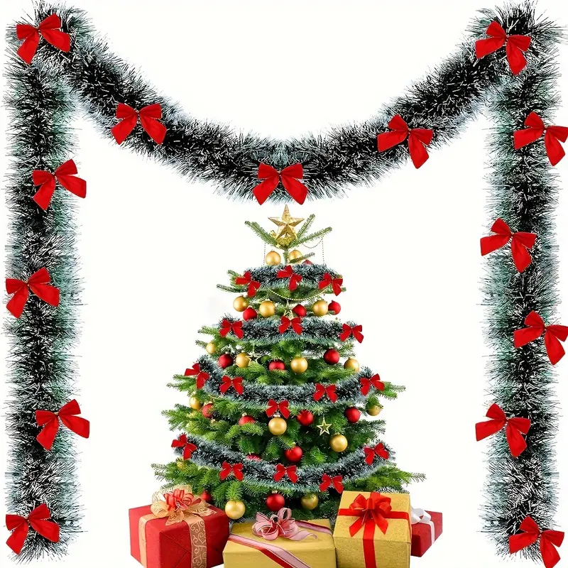Christmas Bow Tinsel Ribbons G - Tinsel Garland Decoration reseña y precio