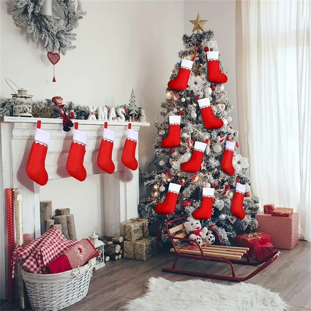 12pcs Red Felt Christmas Stock - Christmas Stocking Hanging reseña y precio
