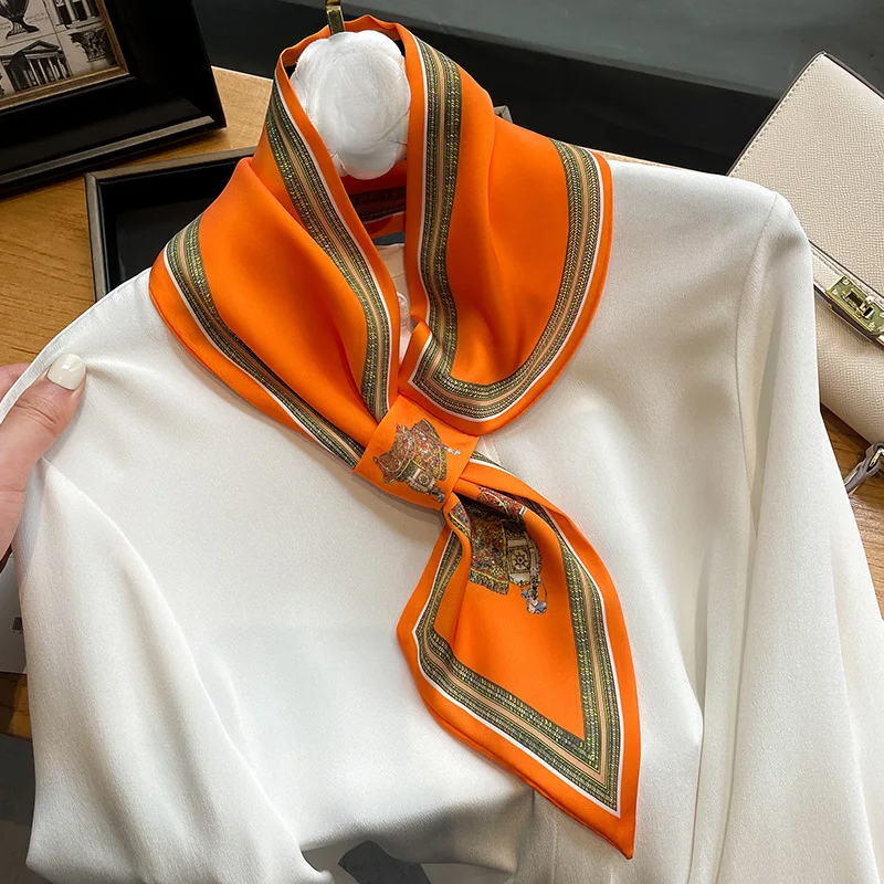 Retro Print Skinny Silk Scarfs - Ribbon Bow Gift reseña y precio