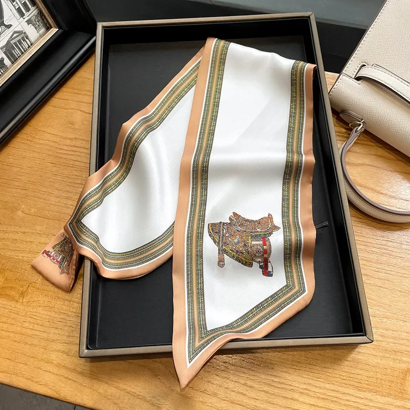 Retro Print Skinny Silk Scarfs - Ribbon Bow Gift reseña y precio