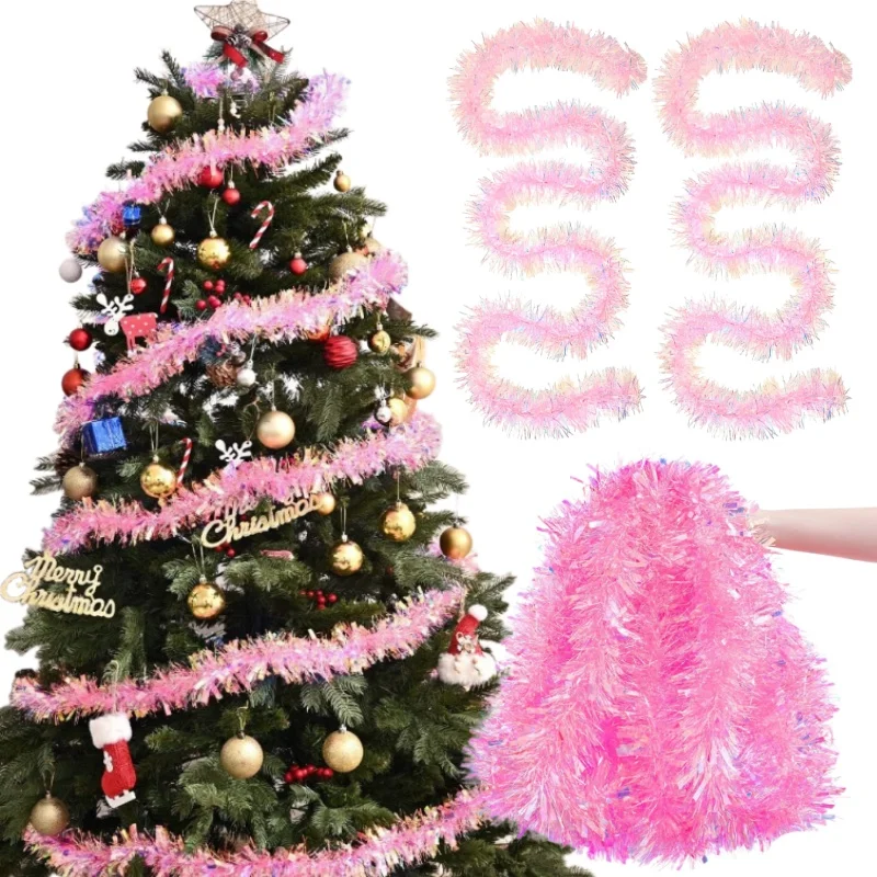 2M Pink Christmas Tinsel Garla - Tinsel Garland Decoration reseña y precio