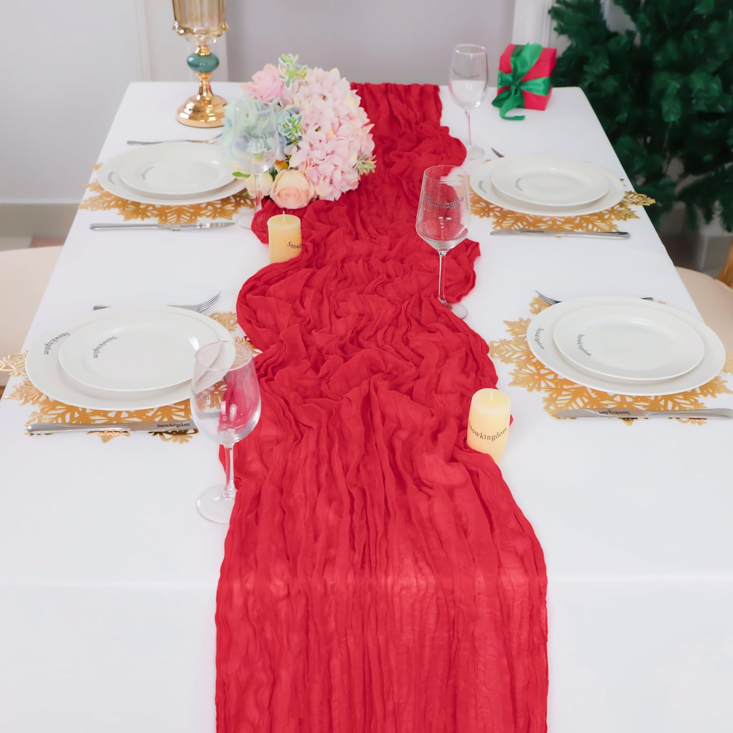 1.8/3/4M Long Red Table Runner - Christmas Table Runner reseña y precio
