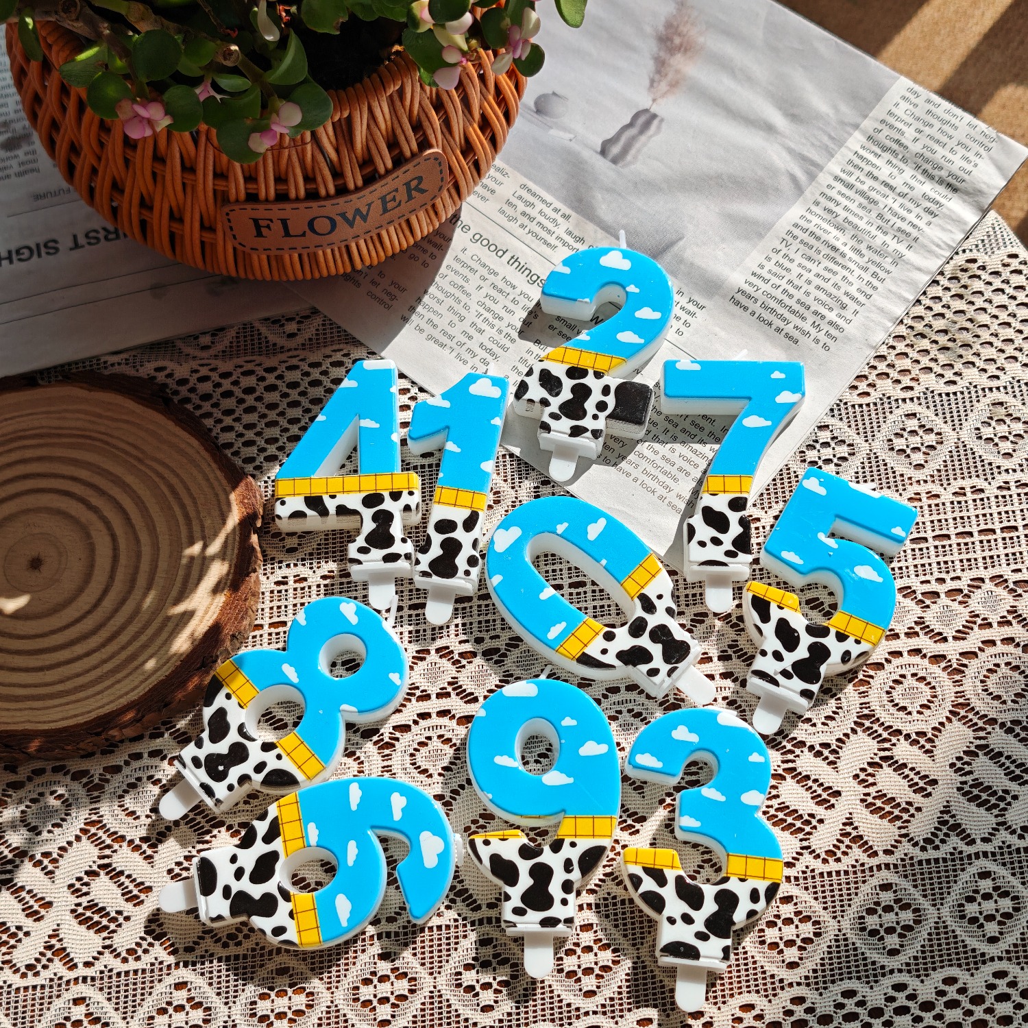 1PC,Number 1-9Blue Sky and Whi - Holiday Candle Set reseña y precio