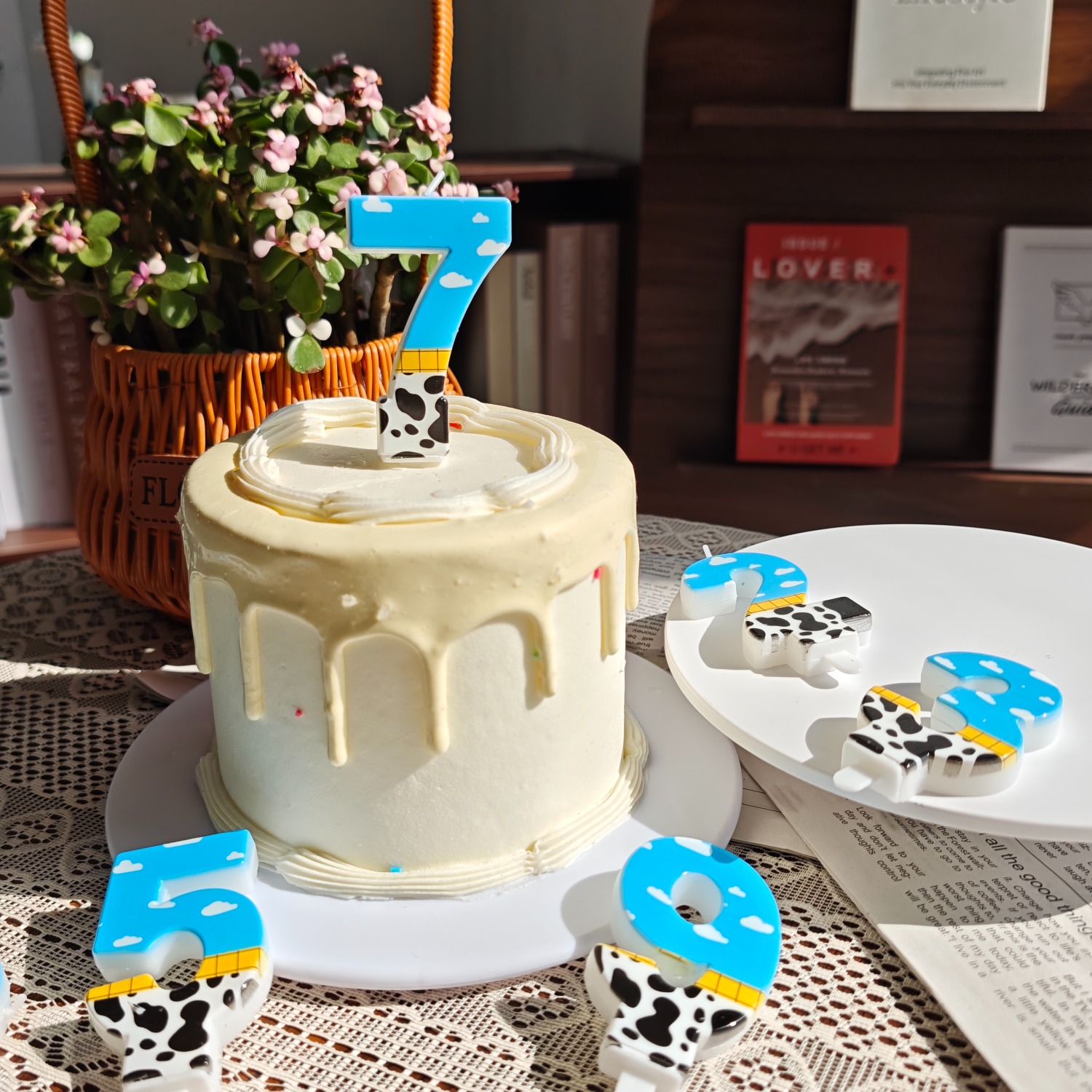 1PC,Number 1-9Blue Sky and Whi - Holiday Candle Set reseña y precio