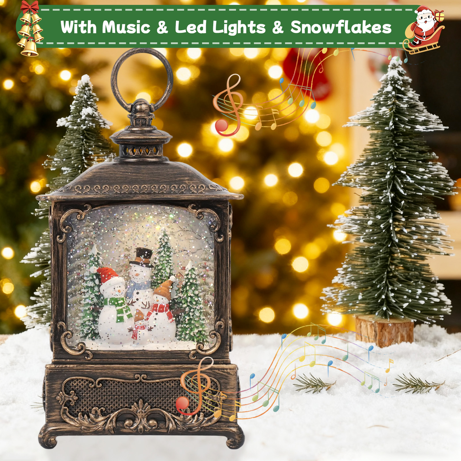 Music Snow Globe Lantern with  - Snow Globe Musical reseña y precio