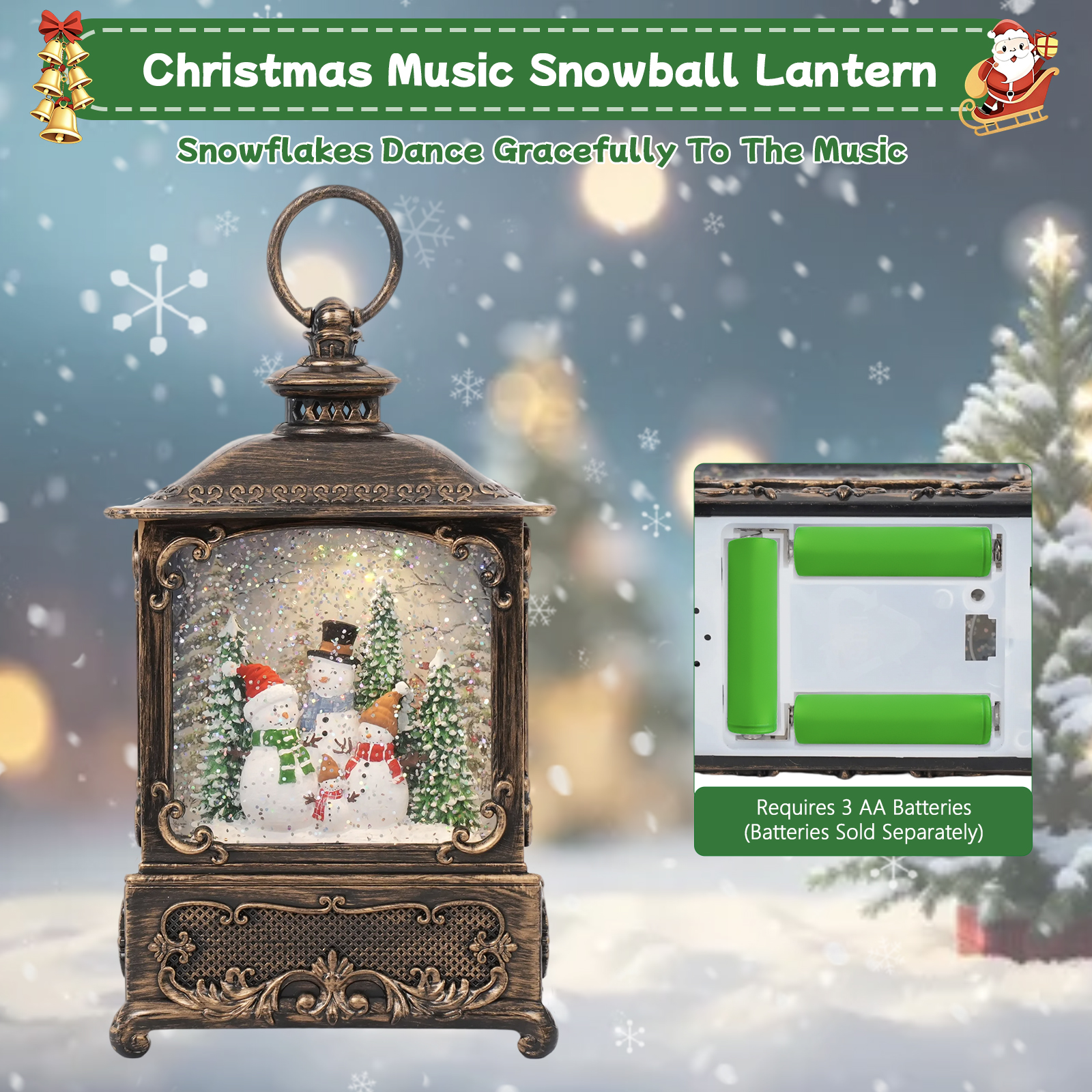 Music Snow Globe Lantern with  - Snow Globe Musical reseña y precio
