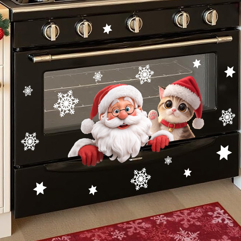 Kitten Santa Claus Window Stic - Snowflake Window Decal reseña y precio
