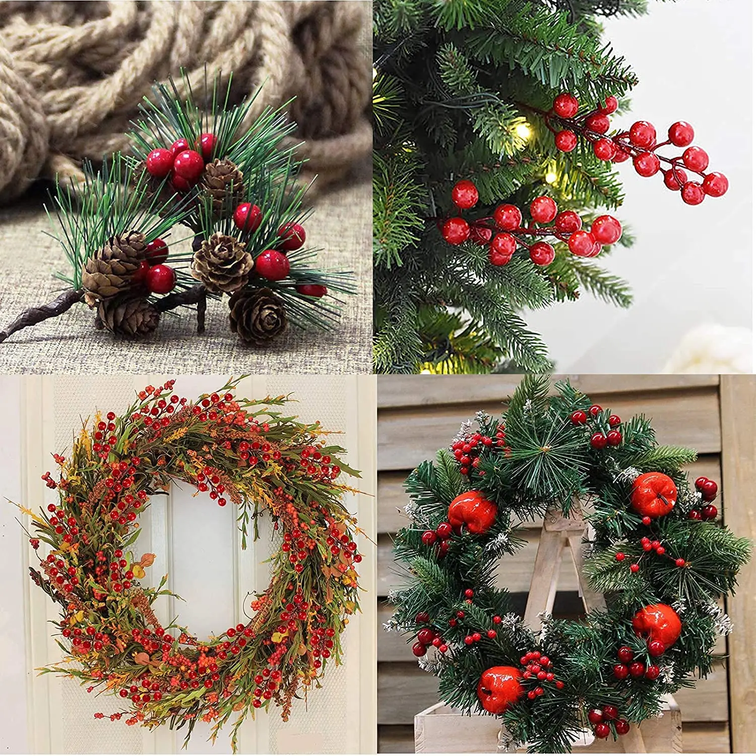 500/50pcs Mini Artificial Red  - Christmas Wreath Fake reseña y precio