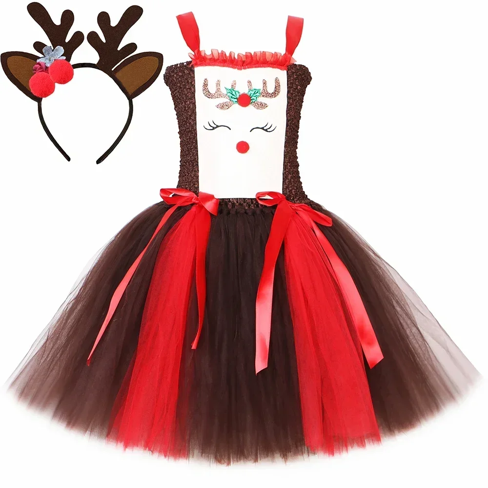 Christmas Party Tutu Dress Rud - Reindeer Antlers Headband reseña y precio