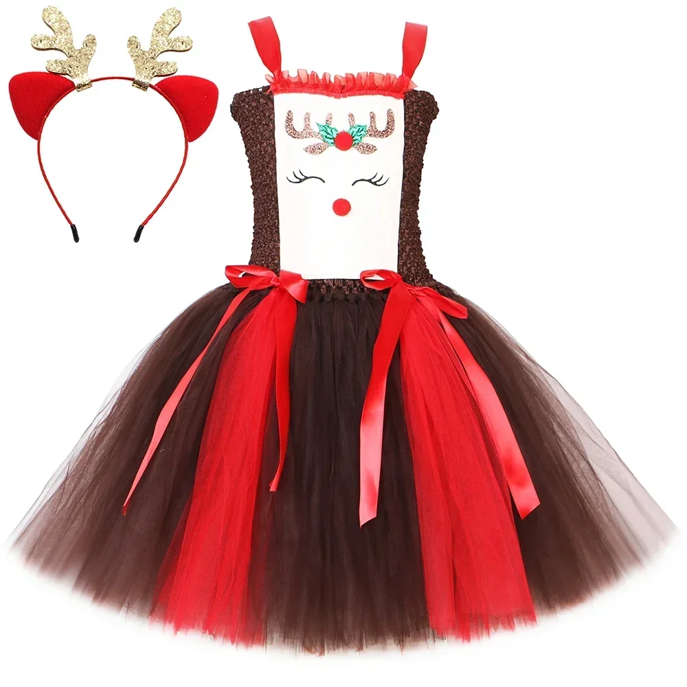 Christmas Party Tutu Dress Rud - Reindeer Antlers Headband reseña y precio