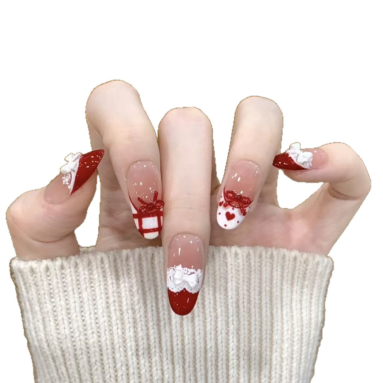 10pcs Handmade Press on Nails  - Christmas Throw Blanket reseña y precio