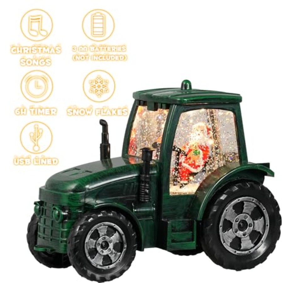 Christmas Snow Globe Tractor S - Snow Globe Musical reseña y precio