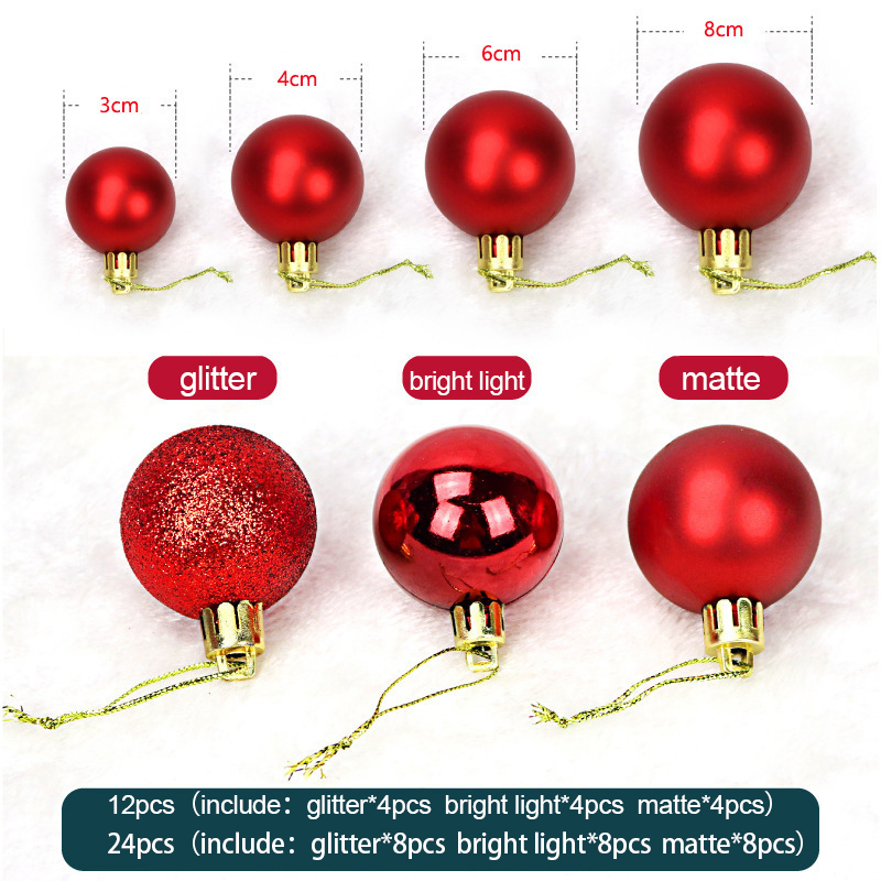 1-8Pcs 3/4/6/8cm Red Christmas - Ornament Ball Set reseña y precio