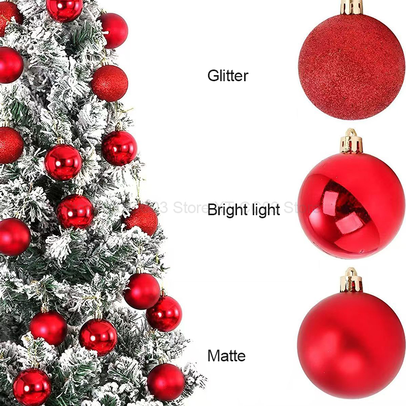 1-8Pcs 3/4/6/8cm Red Christmas - Ornament Ball Set reseña y precio