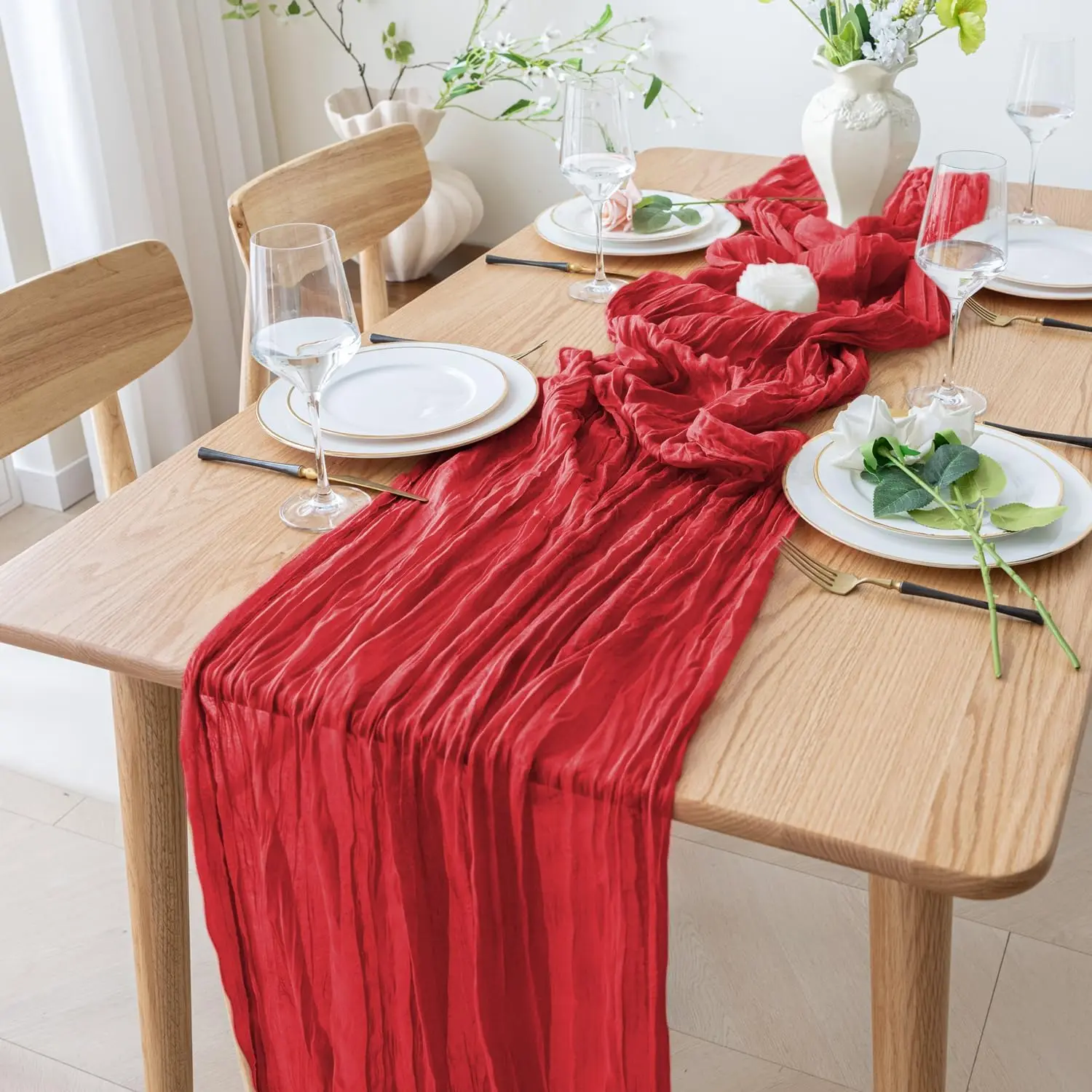 Valentine Red Long Table Runne - Christmas Table Runner reseña y precio