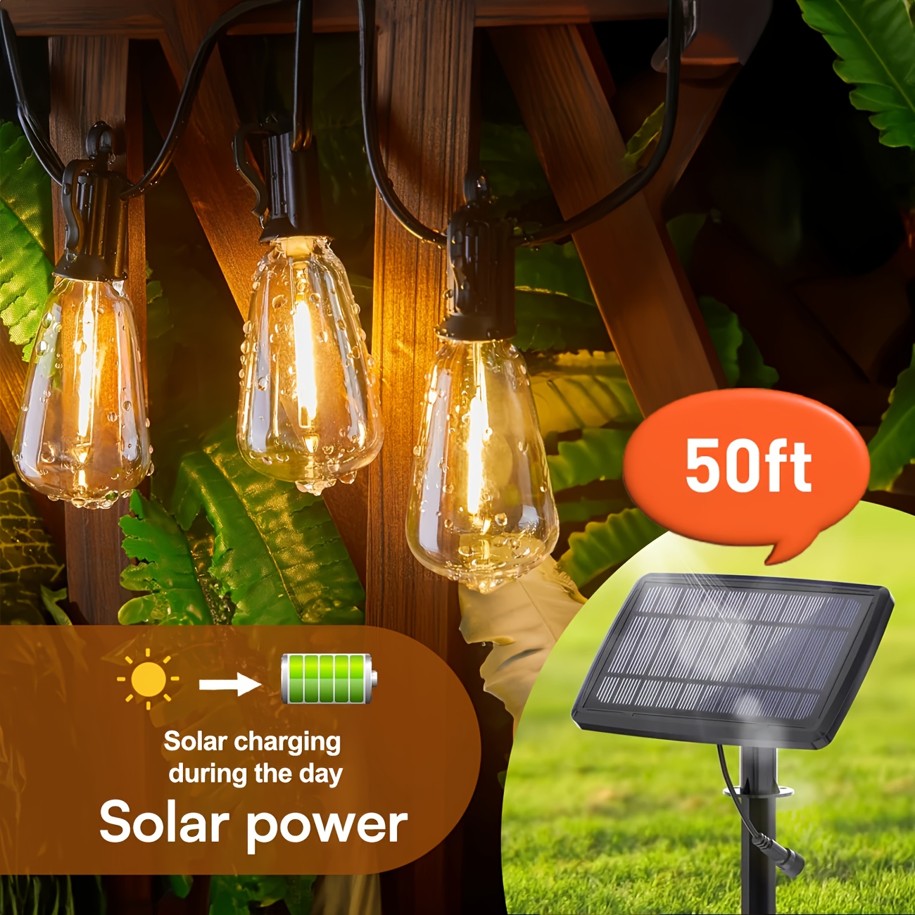 50/100 Ft Solar Outdoor String - Christmas Lights Outdoor reseña y precio