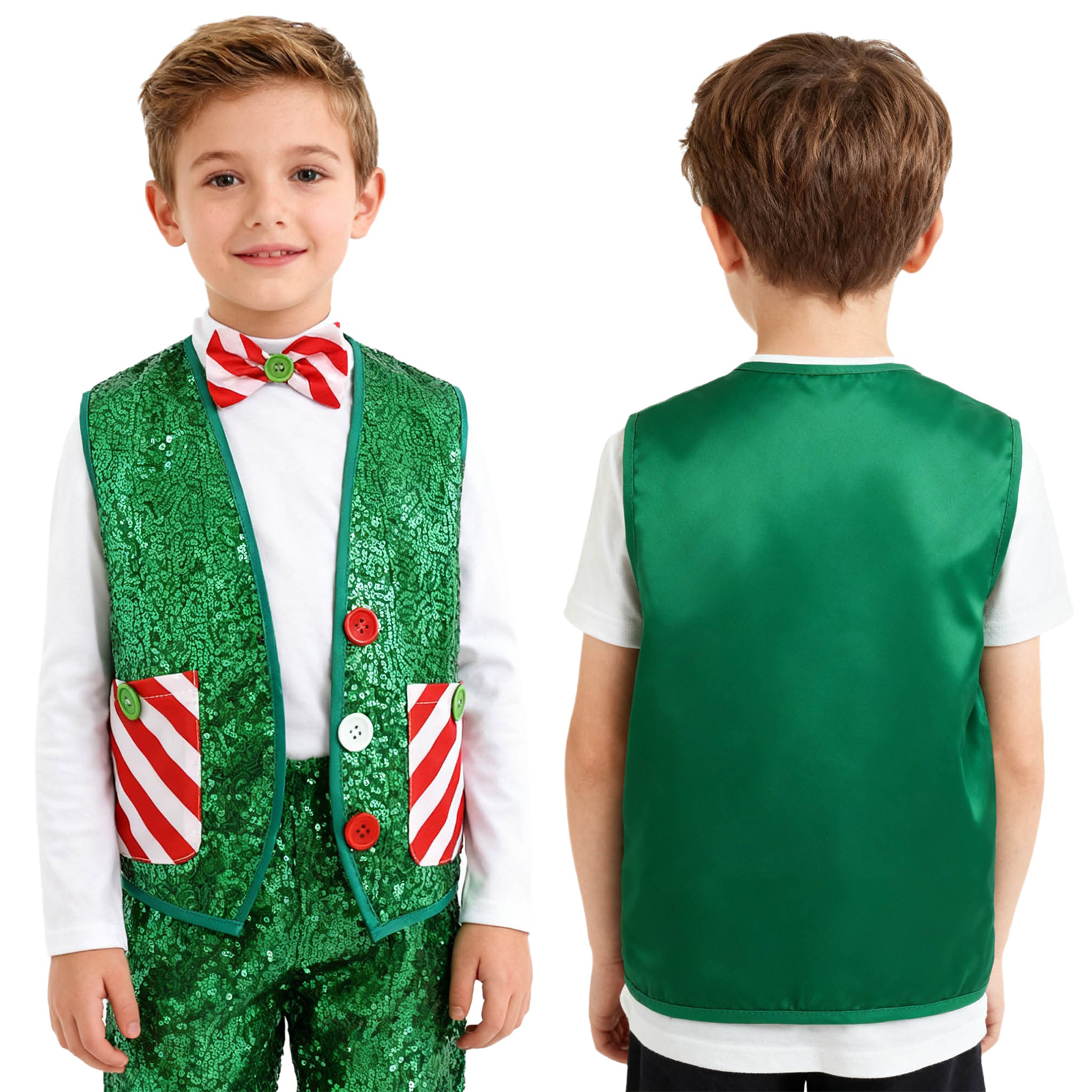 Boys Girls Christmas Shiny Seq - Elf Costume Christmas reseña y precio