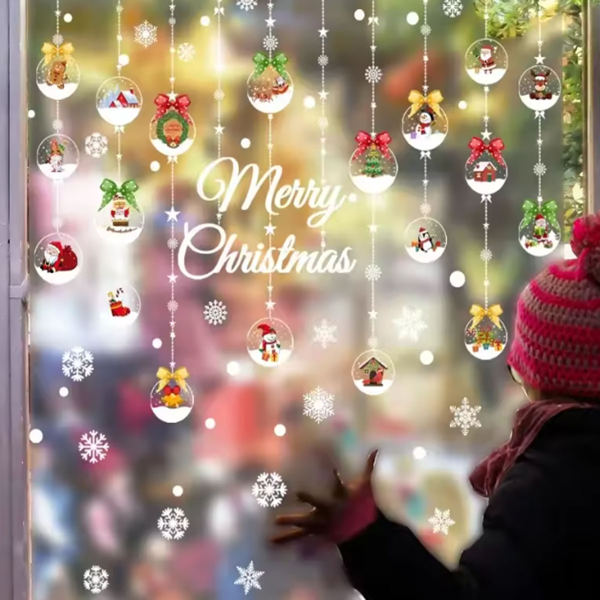 1PC - Merry Christmas Window S - Snowflake Window Decal reseña y precio