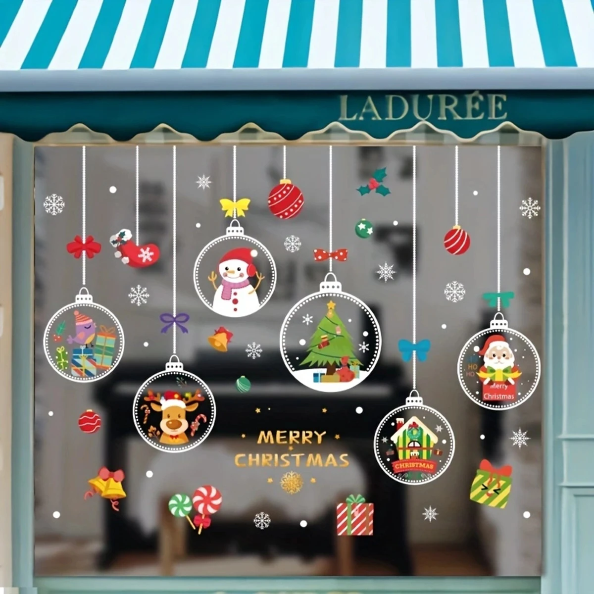 1PC - Merry Christmas Window S - Snowflake Window Decal reseña y precio