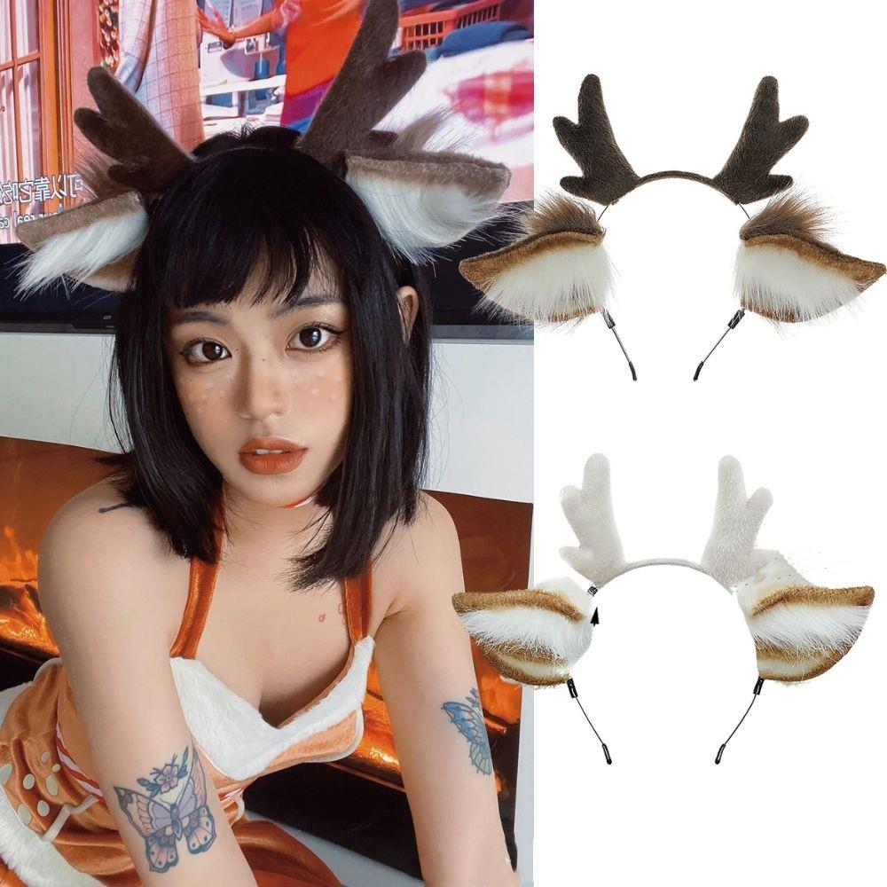 Handmade Animal Fur Antler Hea - Reindeer Antlers Headband reseña y precio