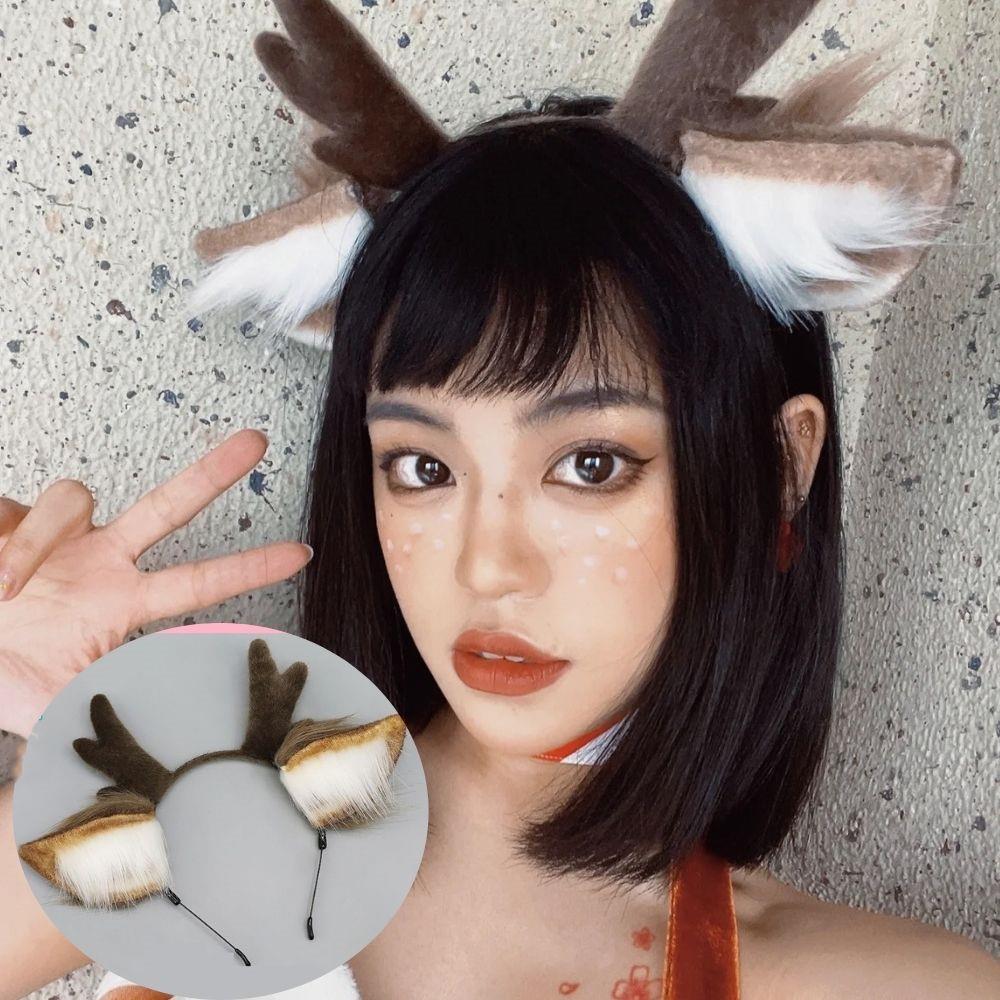 Handmade Animal Fur Antler Hea - Reindeer Antlers Headband reseña y precio