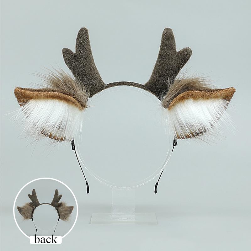 Handmade Animal Fur Antler Hea - Reindeer Antlers Headband reseña y precio
