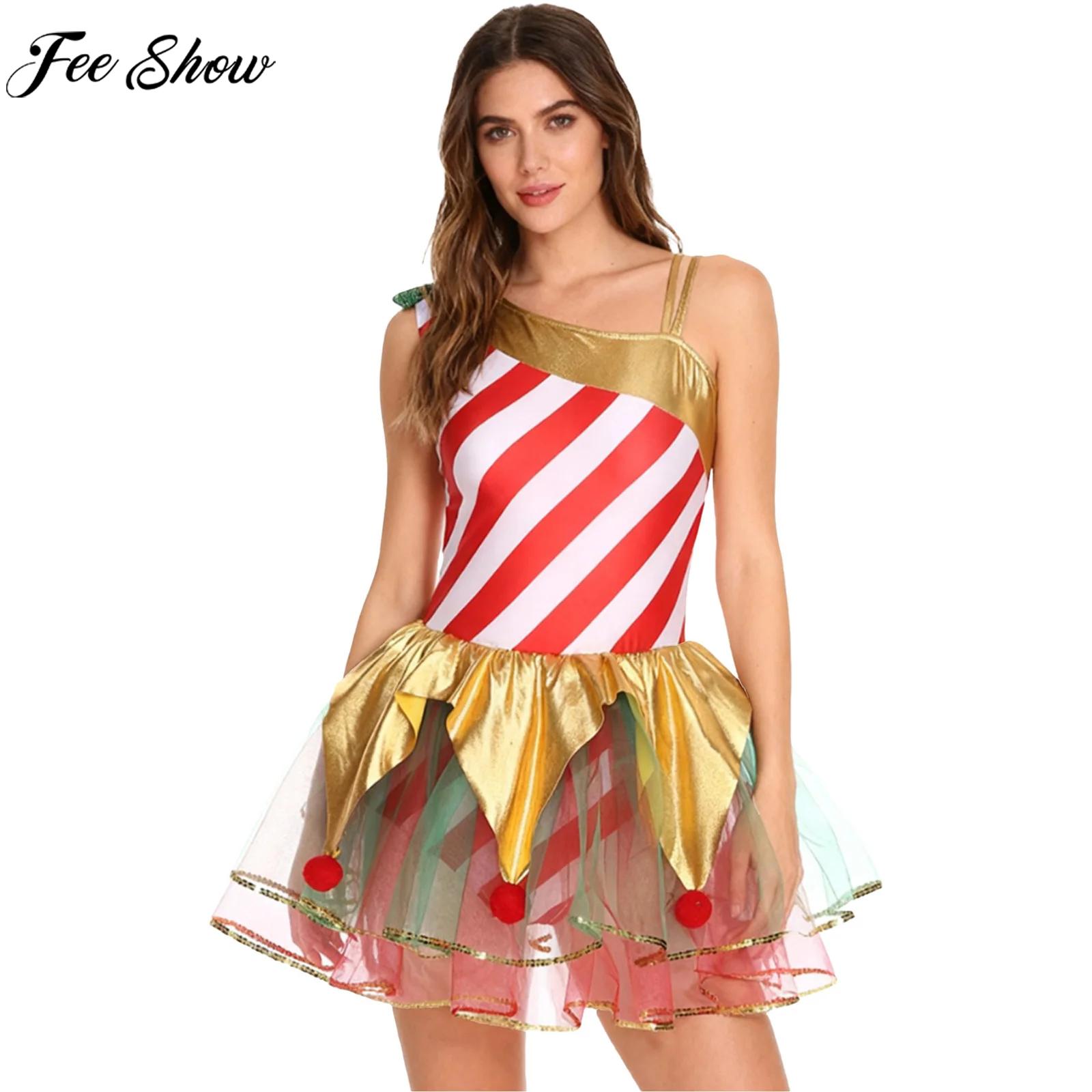 Women Christmas Candy Cane Dre - Elf Costume Christmas reseña y precio