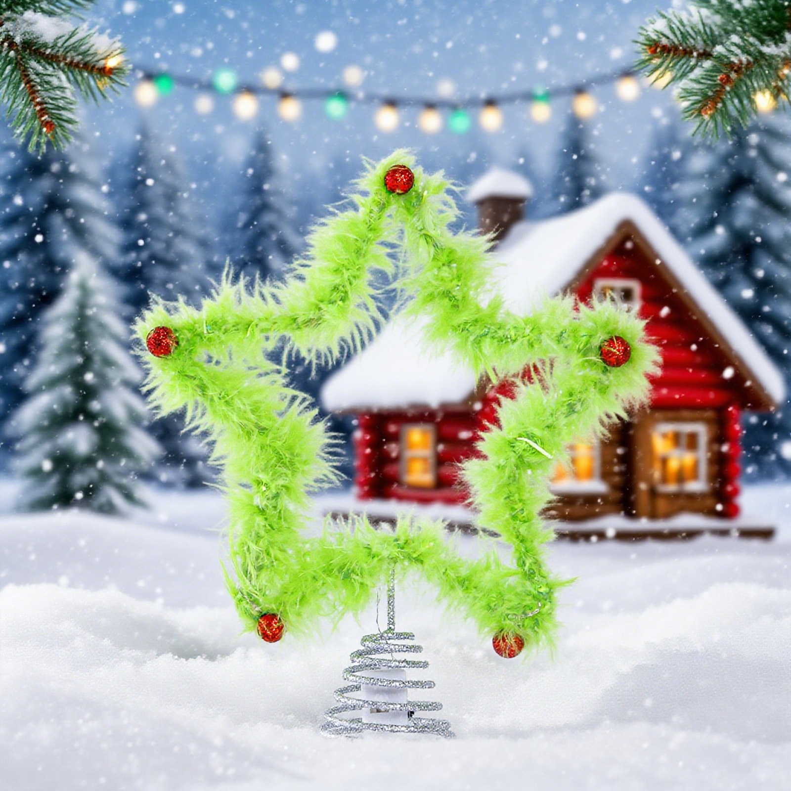 Christmas Fuzzy Grinch Star Tr - Star Tree Topper reseña y precio