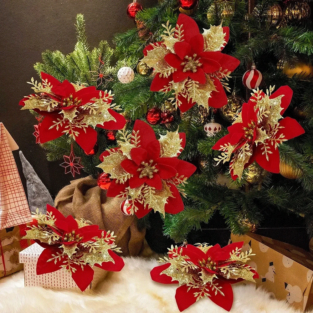 5pcs 9cm Glitter Artifical Chr - Christmas Wreath Fake reseña y precio