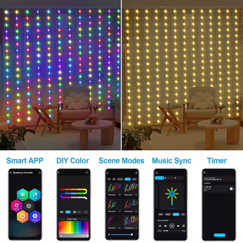 3M RGB Smart LED Curtain Light - Led Fairy String Lights reseña y precio