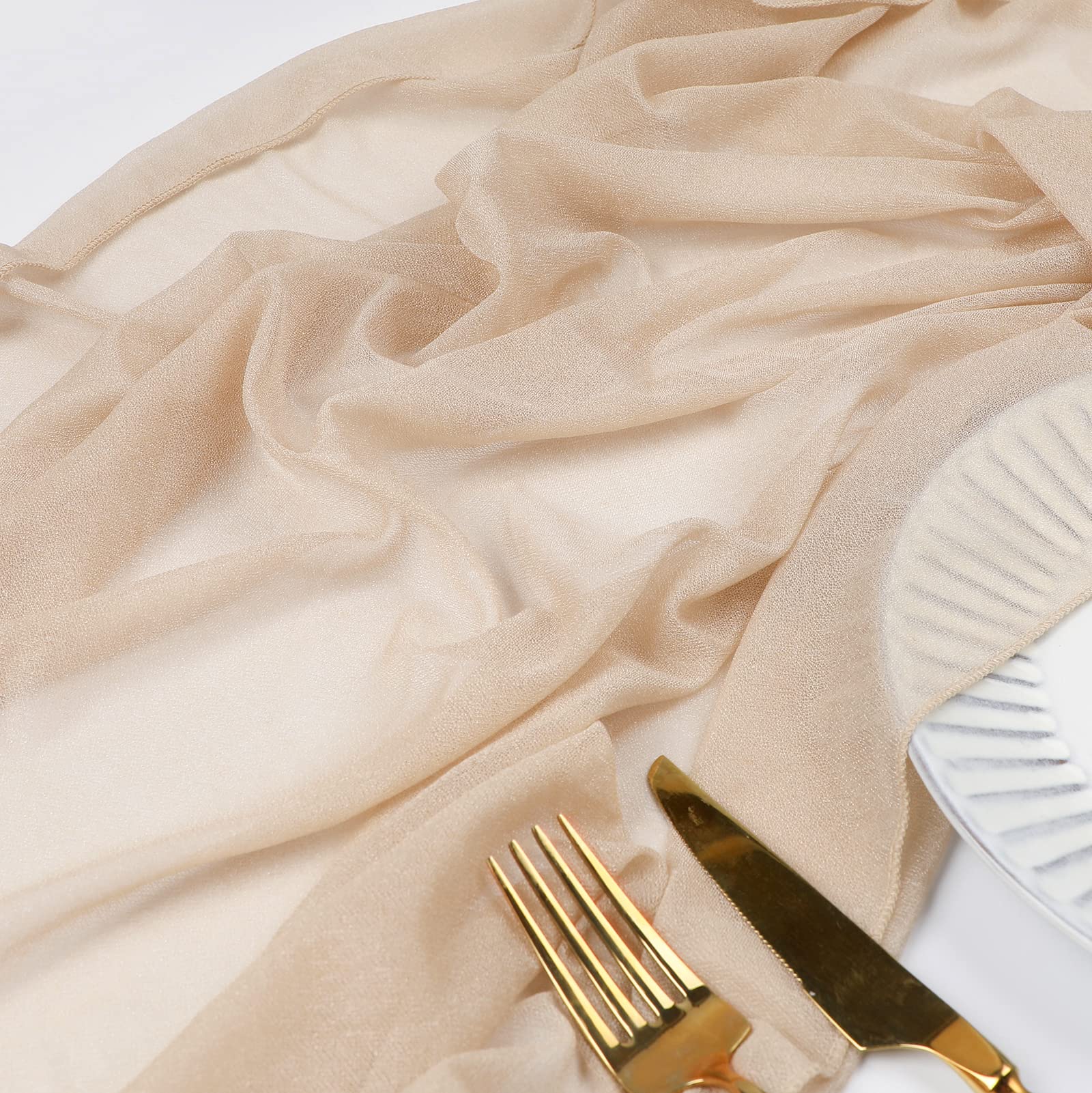 Beige Table Runner Chiffon Tab - Christmas Table Runner reseña y precio