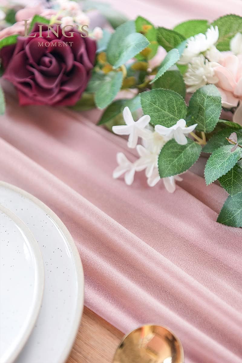 Beige Table Runner Chiffon Tab - Christmas Table Runner reseña y precio