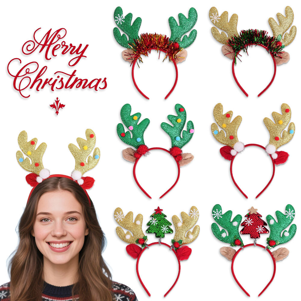Merry Christmas Headband Reind - Reindeer Antlers Headband reseña y precio